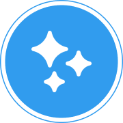 A blue circle with three white stars in it.